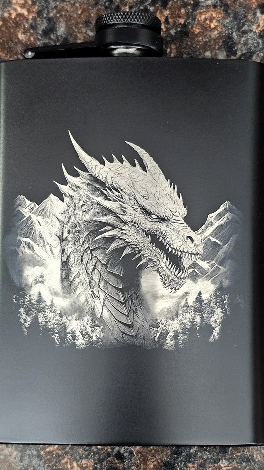 8oz black SST flask - Slandis Creations LLC