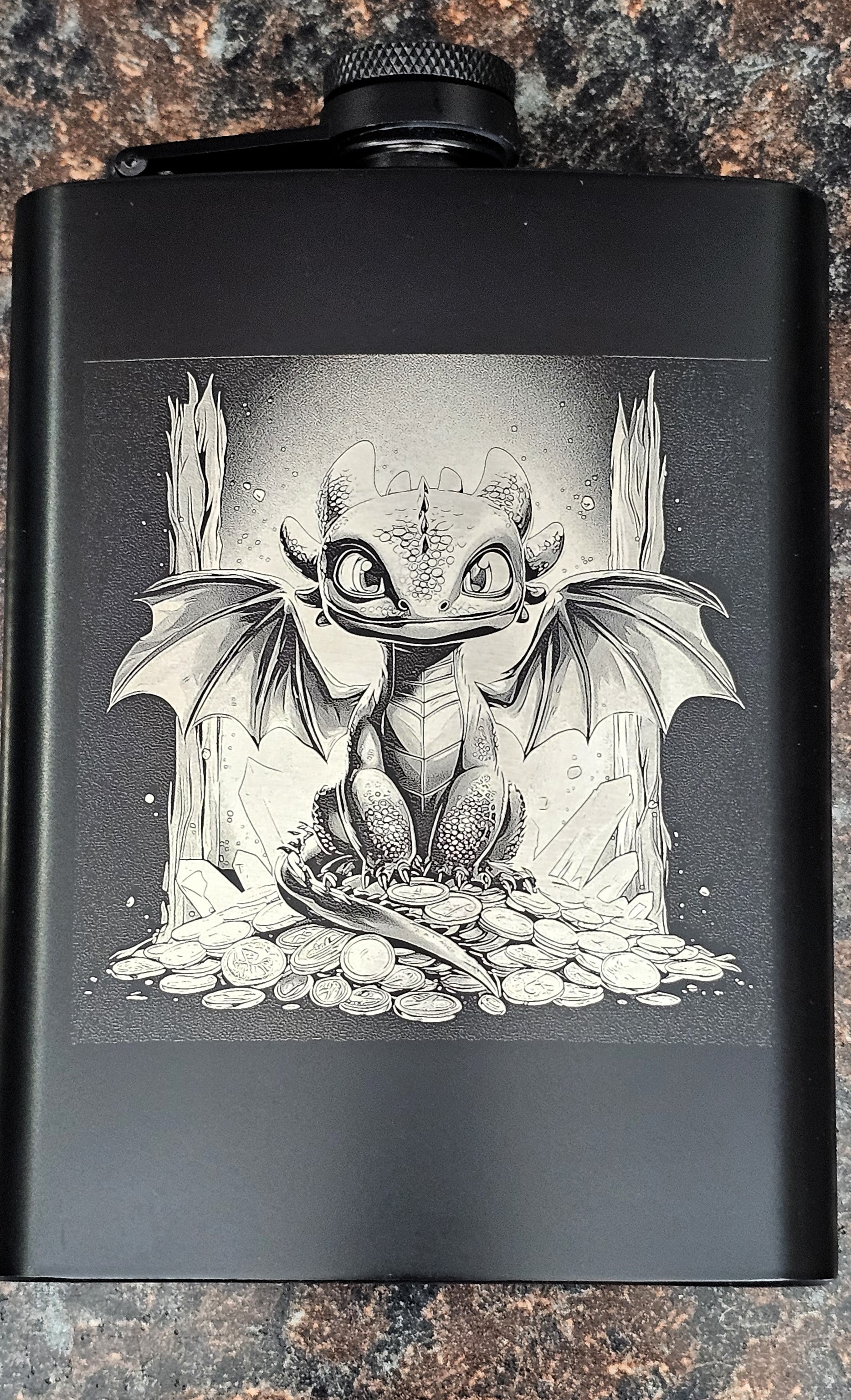 8oz black SST flask - Slandis Creations LLC