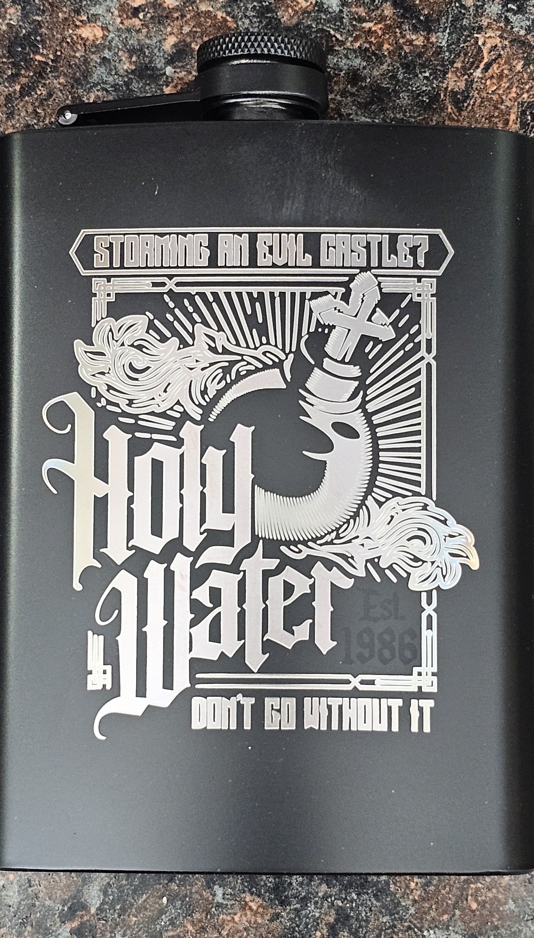 8oz black SST flask - Slandis Creations LLC
