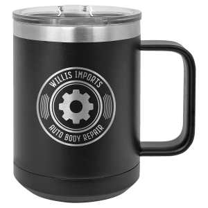 15oz Insulated coffee mugs (customer supplied logo) - Slandis Creations LLC