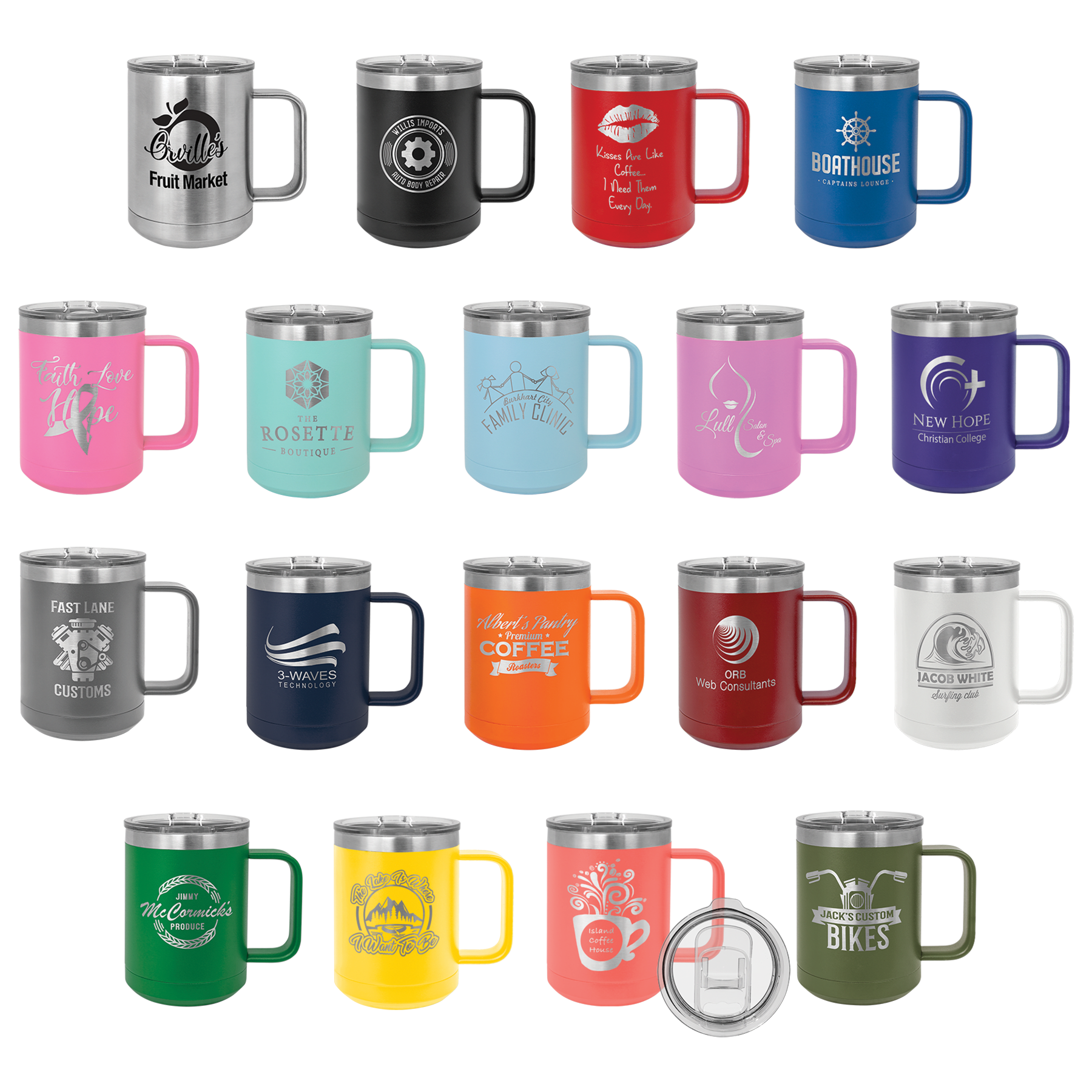 15oz Insulated coffee mugs (customer supplied logo) - Slandis Creations LLC