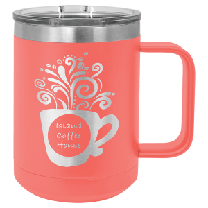 15oz Insulated coffee mugs (customer supplied logo) - Slandis Creations LLC