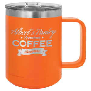 15oz Insulated coffee mugs (customer supplied logo) - Slandis Creations LLC