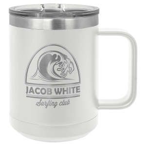 15oz Insulated coffee mugs (customer supplied logo) - Slandis Creations LLC