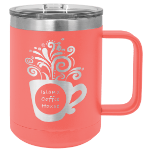 15oz Insulated coffee mugs (customer supplied logo)