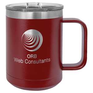 15oz Insulated coffee mugs (customer supplied logo)