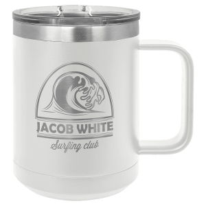 15oz Insulated coffee mugs (customer supplied logo)